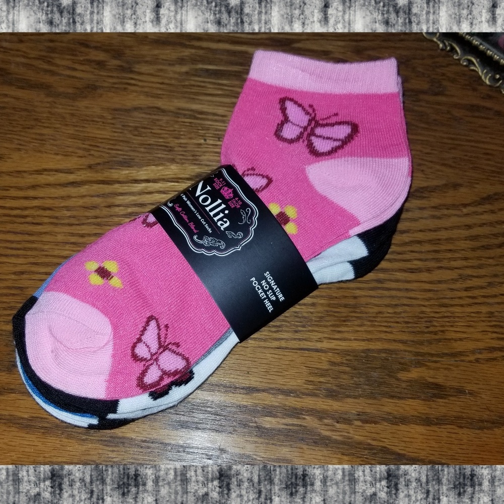 LAST PK 🦋 BUTTERFLY 6 pr low cut ankle socks - Picture 3 of 8